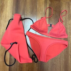 Red Triangl Bikini Set with Bag
